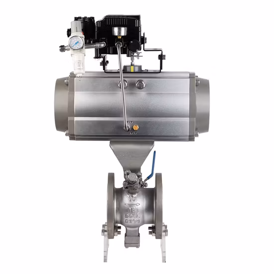 Robinet à tournant sphérique pneumatique de type fixe en acier inoxydable 304/316